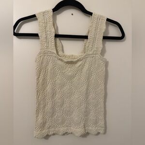 Free People Cream Textured Tank Top